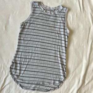 Athleta Light and Dark Grey Stripe Tank Top, Small